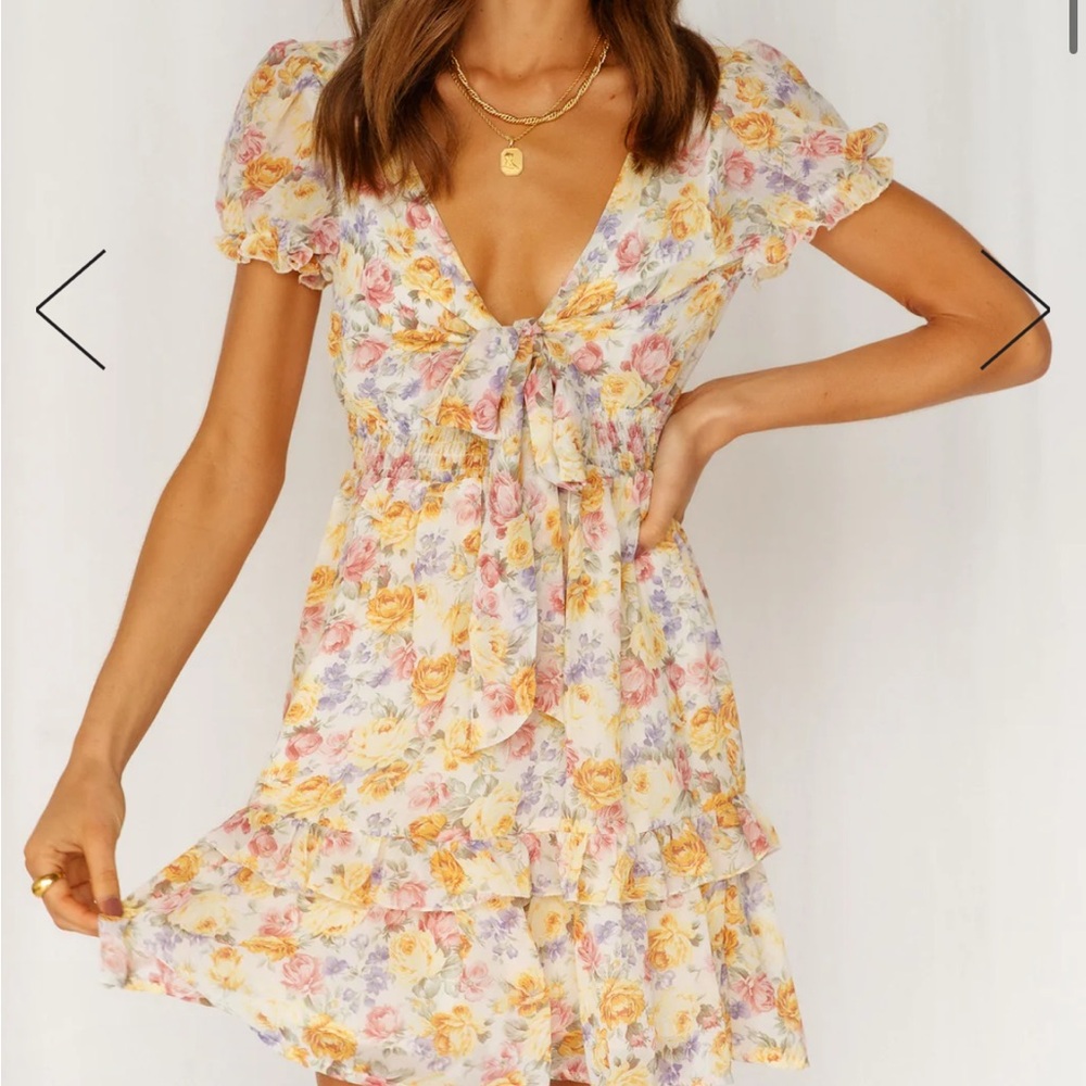 Fairytale Romance Yellow Floral Hello Molly Mini Dress